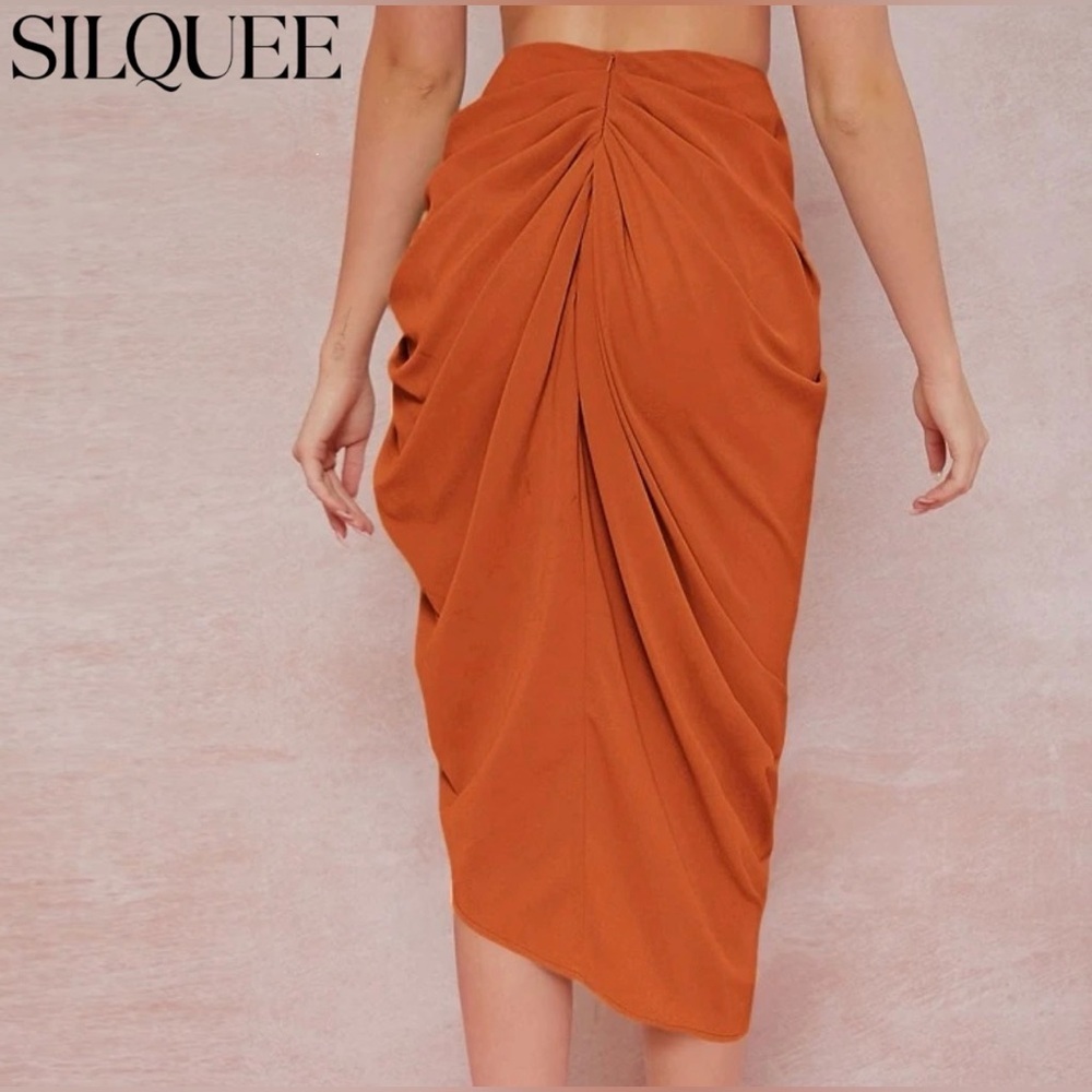 Orange High Slit Skirt - Picture 2 of 5